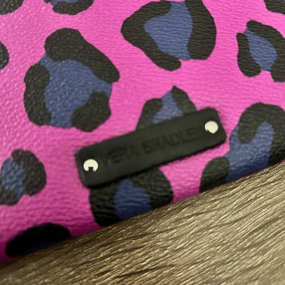 Vera Bradley Pink and Blue Leopard Print Wallet - Picture 5 of 6